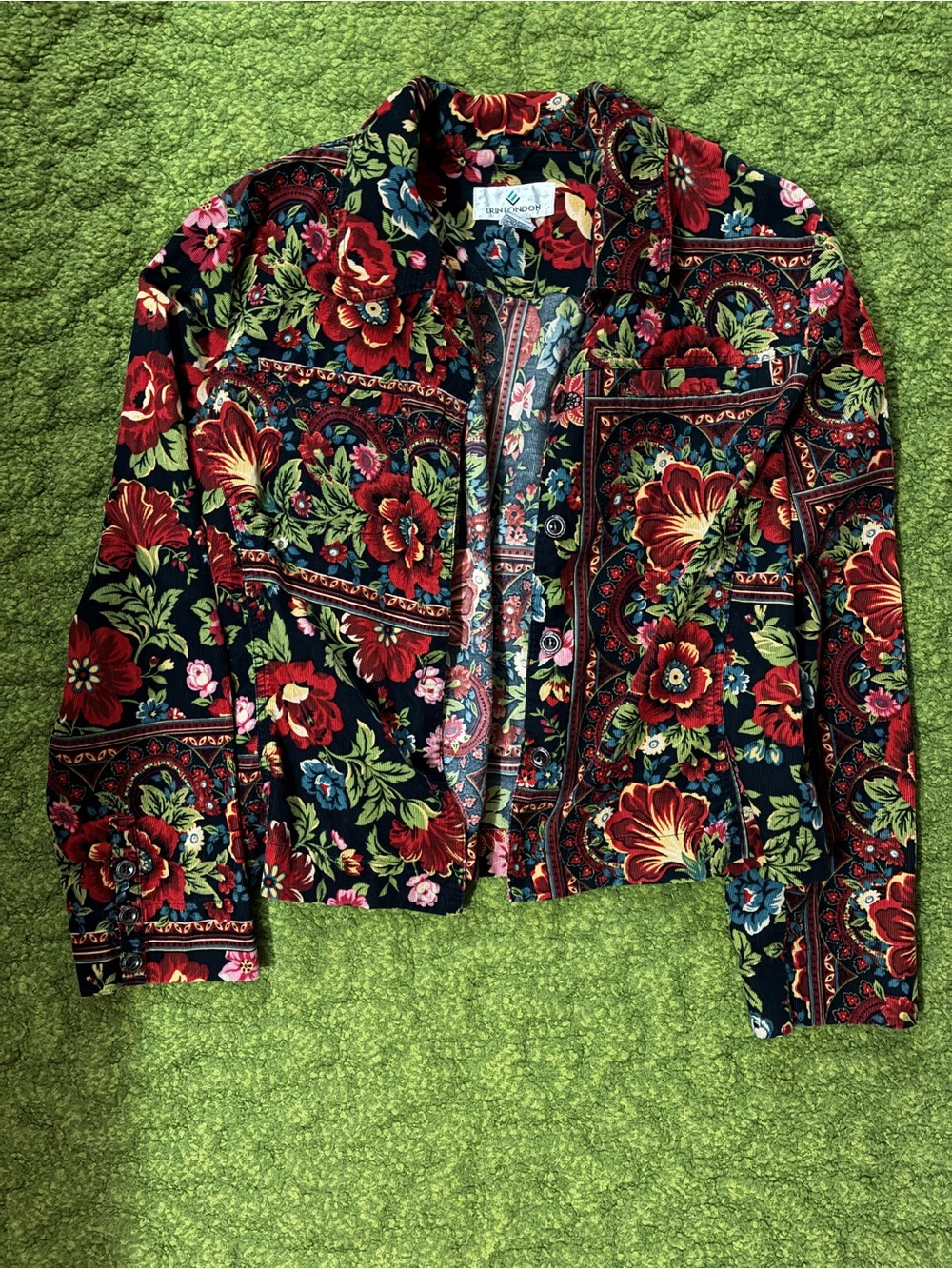 Vintage Erin London Floral & Tapestry Fine Wale Corduroy Jacket - Picture 5 of 10